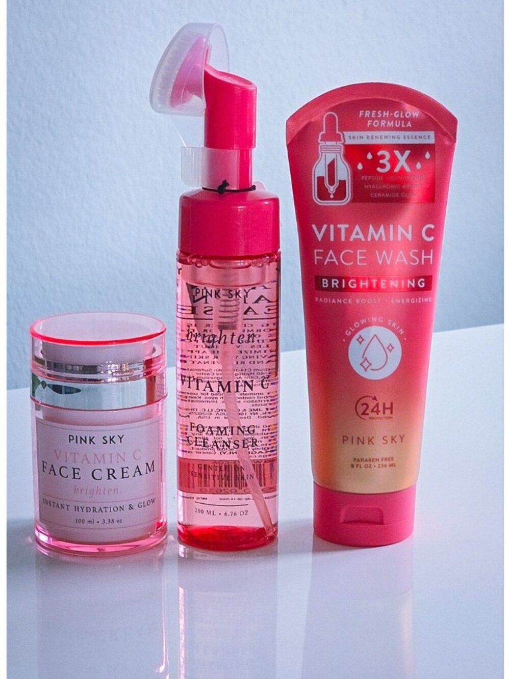 Vitamin C Skincare Set Face Wash Cleanser Cream Brightening Dark Spot Routine